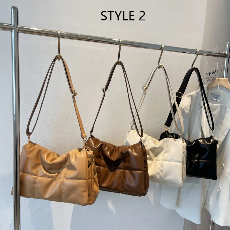 2021 Winter Fluffy Ladies Shoulder Bag Quilted Plaid Luxury Designer Handbag Minimalist Female Flap Crossbody Bags