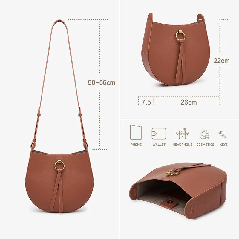 CLASSIC 2025 WOMEN'S BAG  BRAND BACKPACK STYLISH FEMALE SHOULDER CROSSBODY SADDLE VINTAGE STYLE LEATHER PURSE RETRO