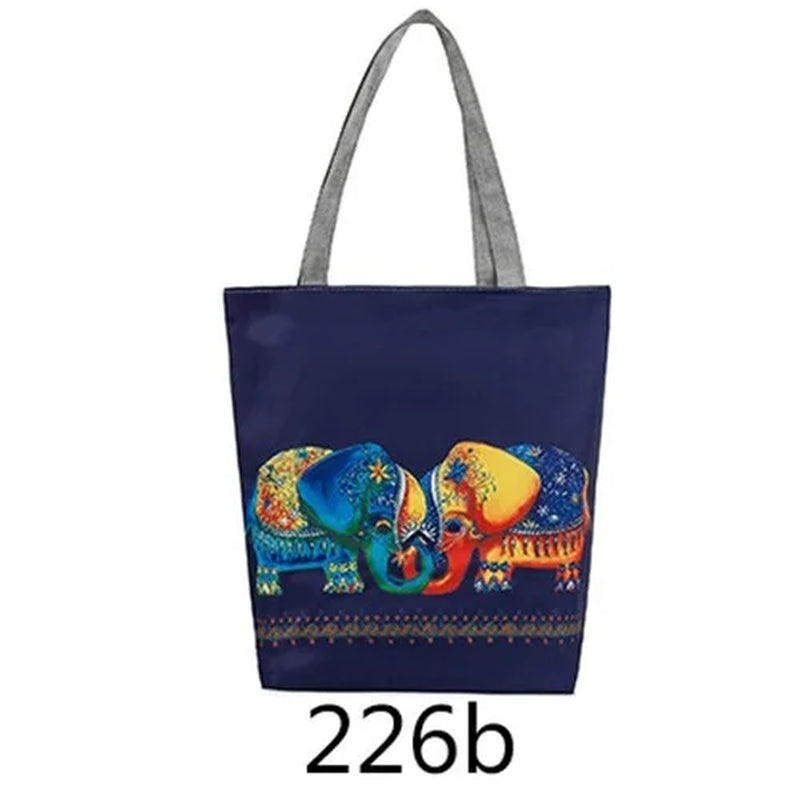 Floral and Owl Printed Women'S Casual Tote Female Daily Use Female Shopping Bag Ladies Single Shoulder Handbag Simple Beach Bag