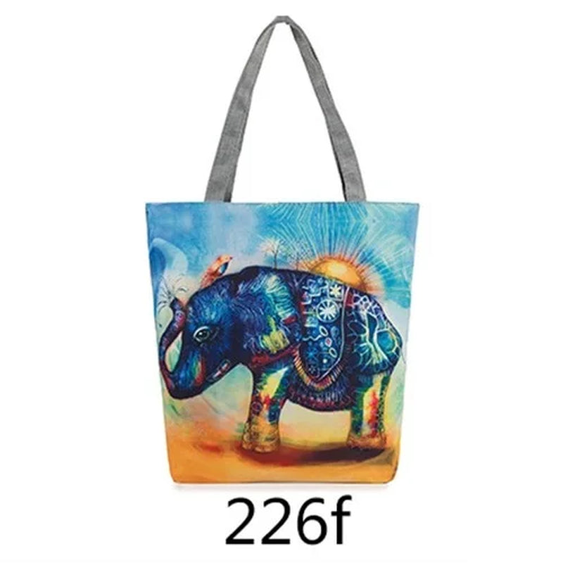 Floral and Owl Printed Women'S Casual Tote Female Daily Use Female Shopping Bag Ladies Single Shoulder Handbag Simple Beach Bag