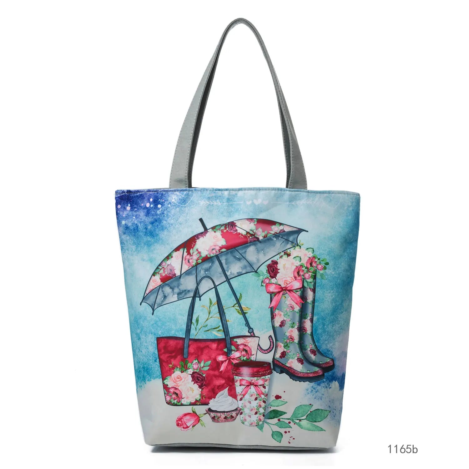 Floral and Owl Printed Women'S Casual Tote Female Daily Use Female Shopping Bag Ladies Single Shoulder Handbag Simple Beach Bag