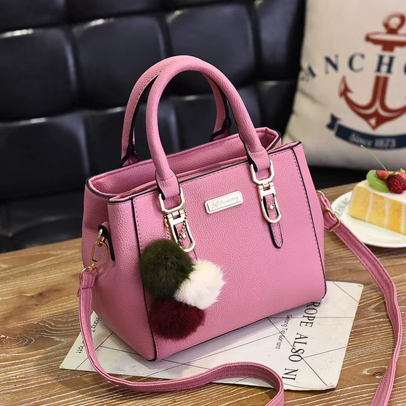 Women Beading Pendant Handbag Ladies Embossed Shoulder Bag Ladies Messenger Bag Hairball Bags High Quality Bag