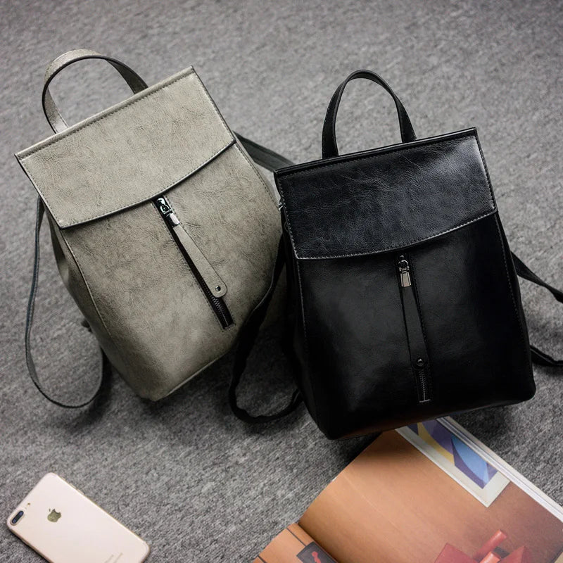 Genuine Leather Women Vintage Backpack Greased Cow Split Female Shoulder Bag Ladies Back Pack Travel Bags for Teenage Girls