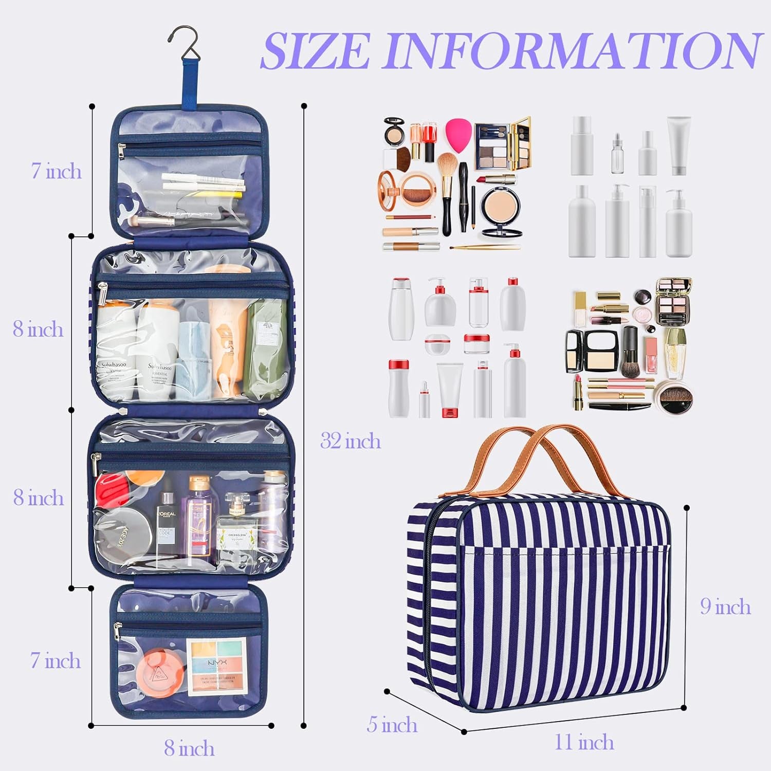 Trousse De Toilette Voyage Pour Homme Et Femme, Sac De Toilette Imperméable Et Suspendu, Trousse Maquillage