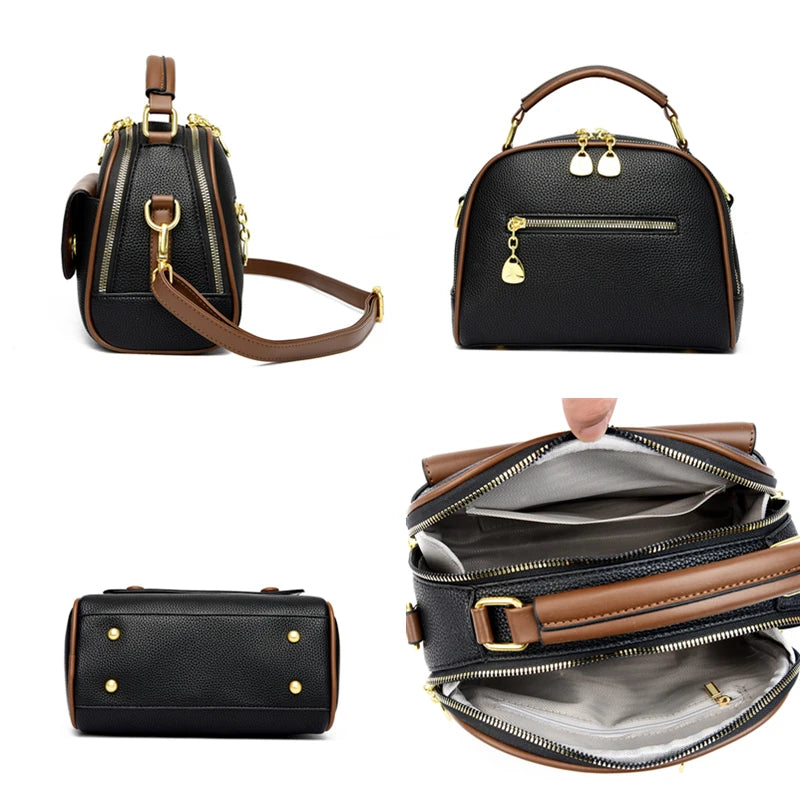 High Quality Leather Crossbody Shoulder Bag Women 2023New Luxury Fashion Purse and Handbag Designer Ladies Tote Brand Female Sac