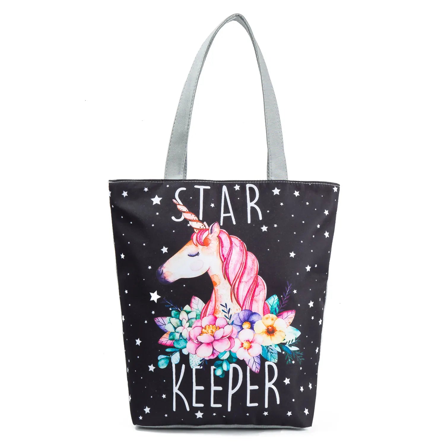 Floral and Owl Printed Women'S Casual Tote Female Daily Use Female Shopping Bag Ladies Single Shoulder Handbag Simple Beach Bag