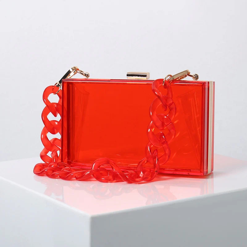 Transparent Bag for Women Diamond Clutch Jelly Acrylic Clear Purses and Handbag Shoulder Crossbody Bags 2025 New Fashion Female