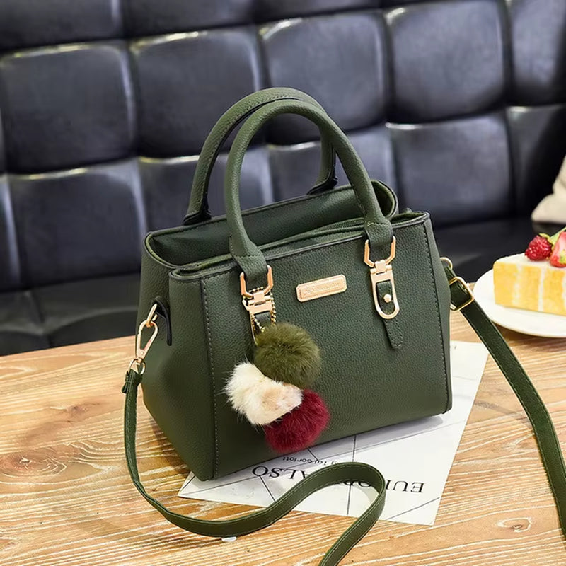 Women Beading Pendant Handbag Ladies Embossed Shoulder Bag Ladies Messenger Bag Hairball Bags High Quality Bag