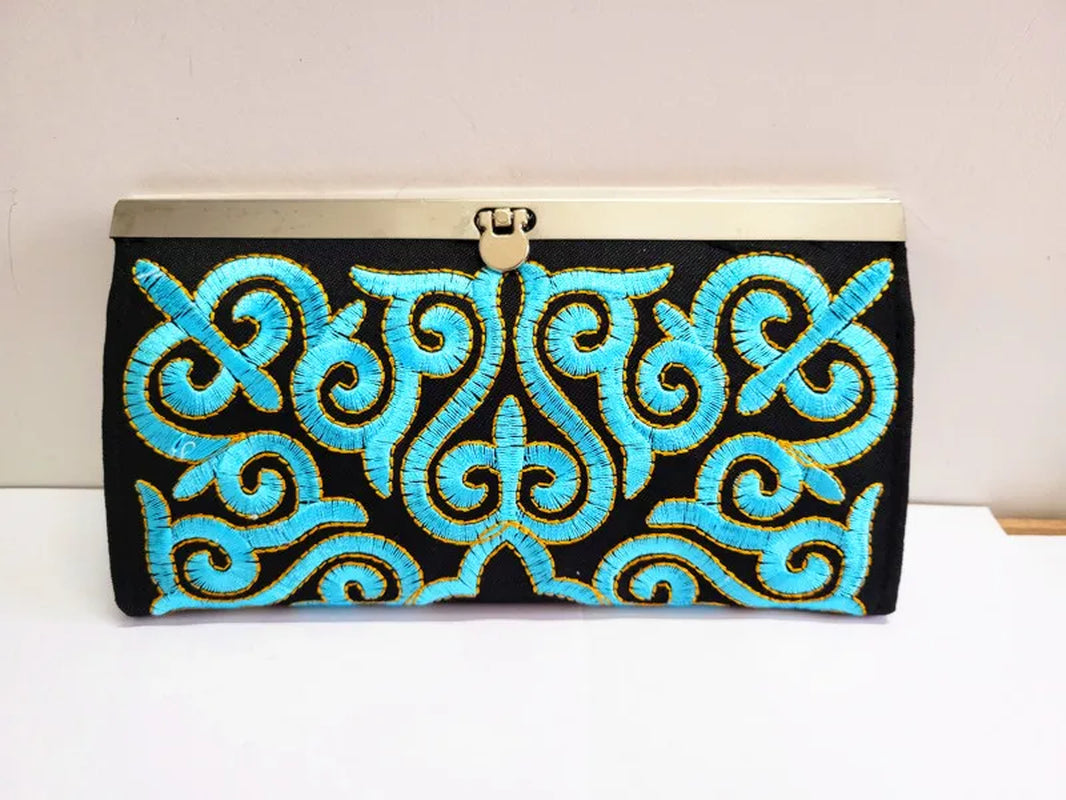 Women'S Wallet Ethnic Embroidery Women Long Wallet High-Capacity Zipper Wallet Canvas Purses Clutch Bags Female Bag