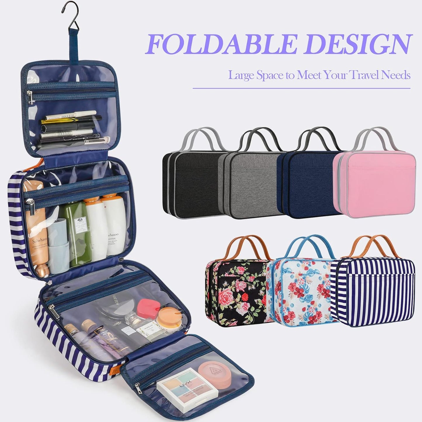 Trousse De Toilette Voyage Pour Homme Et Femme, Sac De Toilette Imperméable Et Suspendu, Trousse Maquillage