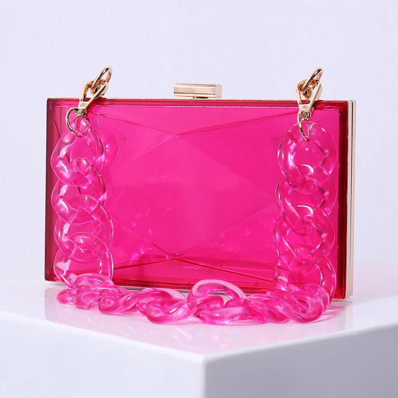 Transparent Bag for Women Diamond Clutch Jelly Acrylic Clear Purses and Handbag Shoulder Crossbody Bags 2025 New Fashion Female