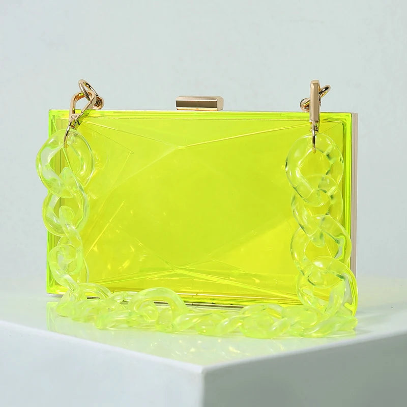 Transparent Bag for Women Diamond Clutch Jelly Acrylic Clear Purses and Handbag Shoulder Crossbody Bags 2025 New Fashion Female