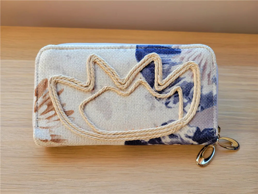 Women'S Wallet Ethnic Embroidery Women Long Wallet High-Capacity Zipper Wallet Canvas Purses Clutch Bags Female Bag