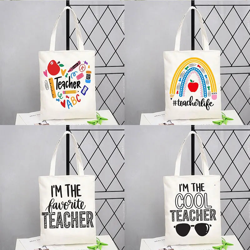 Teacher Love Inspire Women Shopper Shopping Bag Canvas Shoulder Bag Female Handbags Reusable Foldable Storage Tote Bag Best Gift