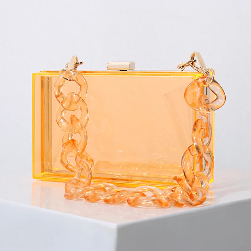 Transparent Bag for Women Diamond Clutch Jelly Acrylic Clear Purses and Handbag Shoulder Crossbody Bags 2025 New Fashion Female