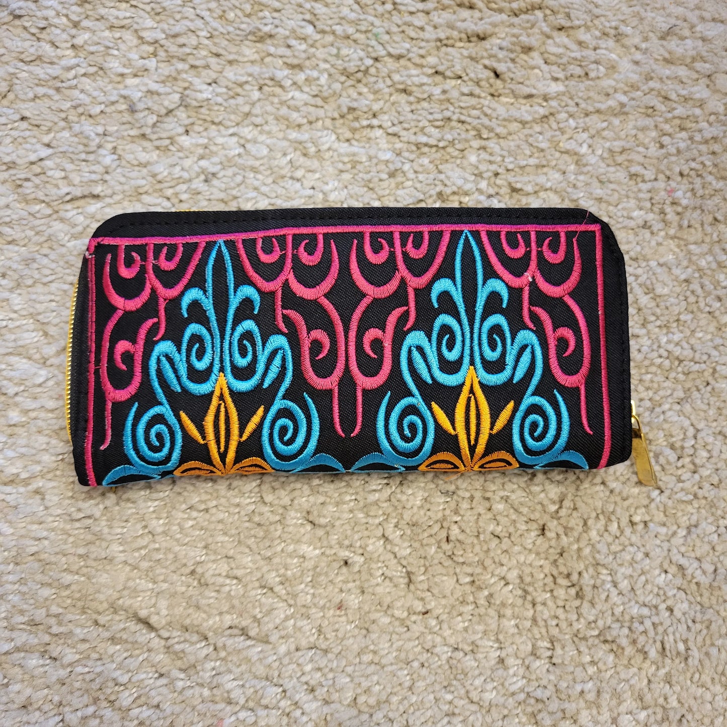 Women'S Wallet Ethnic Embroidery Women Long Wallet High-Capacity Zipper Wallet Canvas Purses Clutch Bags Female Bag