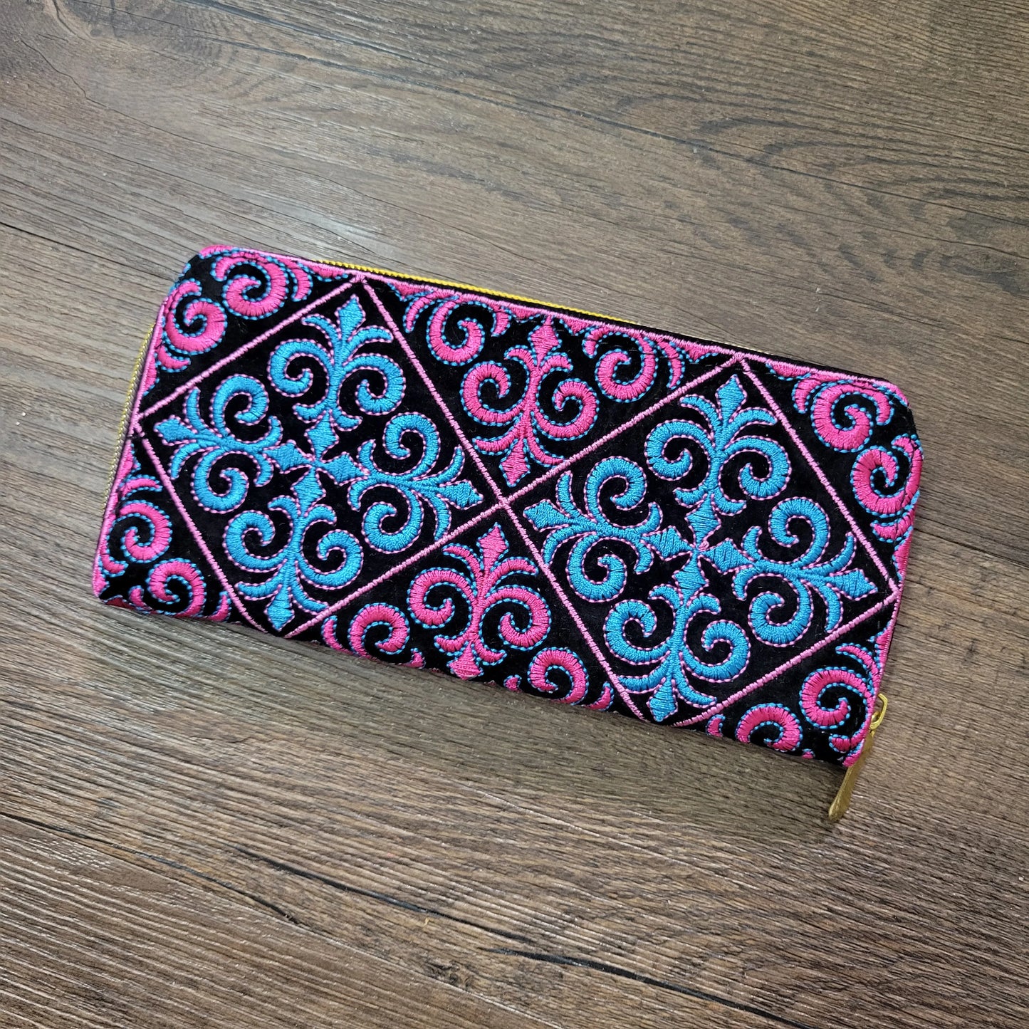 Women'S Wallet Ethnic Embroidery Women Long Wallet High-Capacity Zipper Wallet Canvas Purses Clutch Bags Female Bag