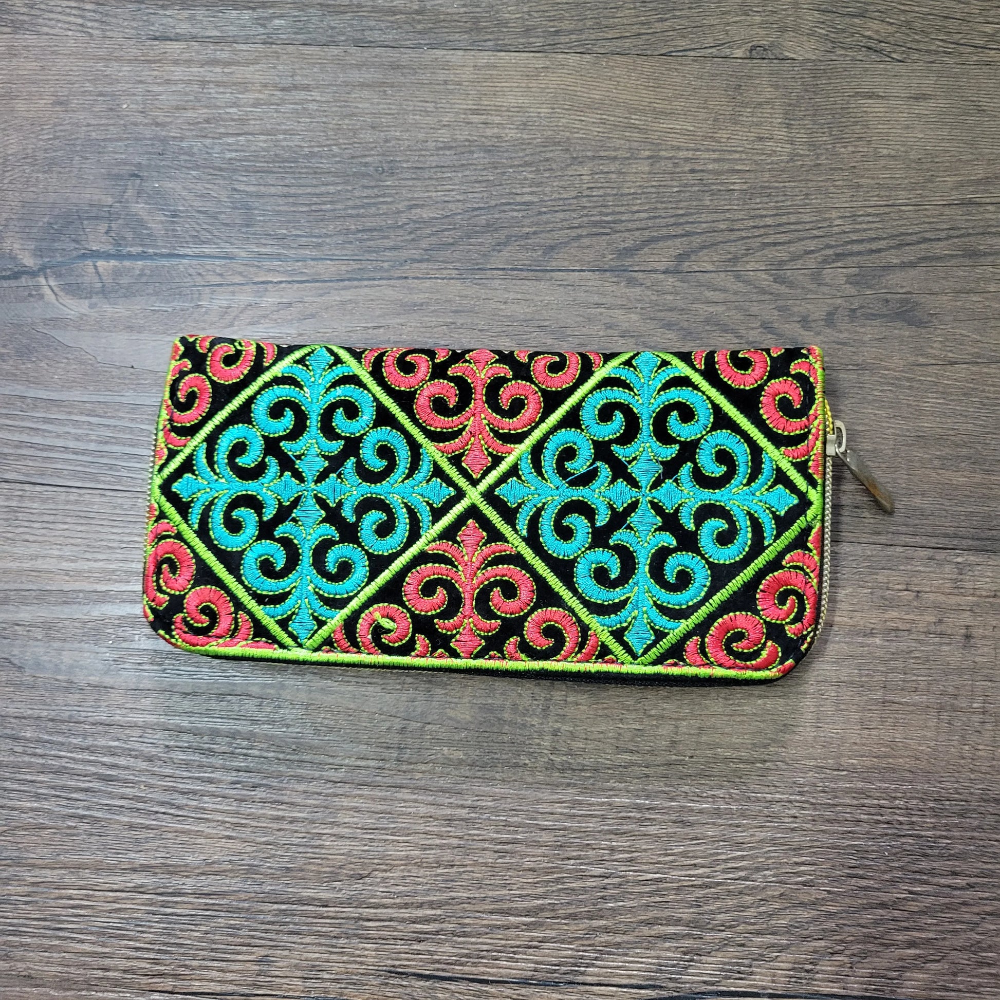 Women'S Wallet Ethnic Embroidery Women Long Wallet High-Capacity Zipper Wallet Canvas Purses Clutch Bags Female Bag