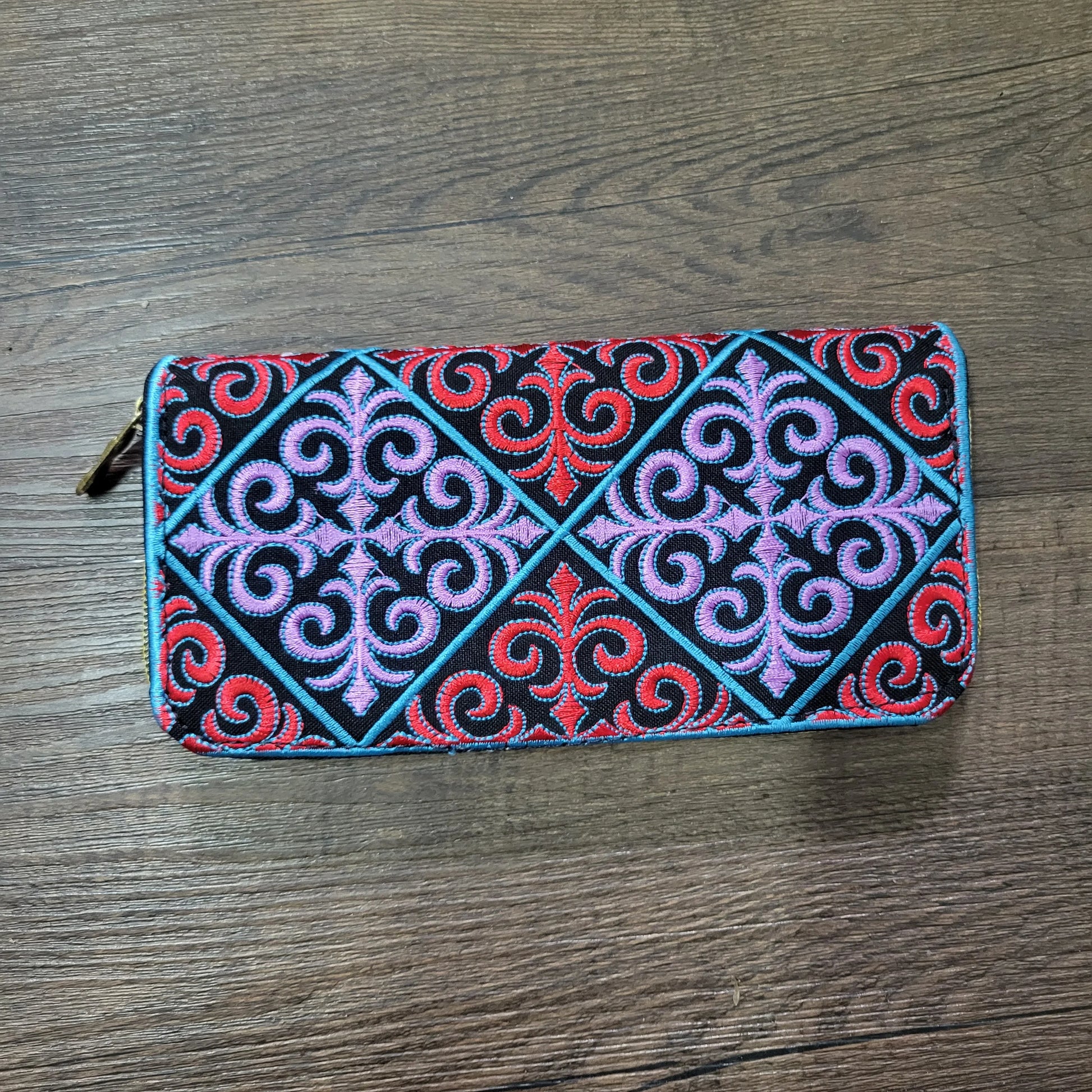 Women'S Wallet Ethnic Embroidery Women Long Wallet High-Capacity Zipper Wallet Canvas Purses Clutch Bags Female Bag