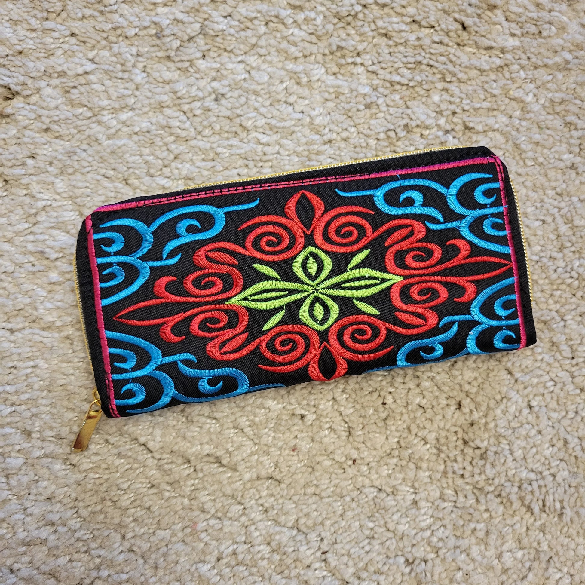 Women'S Wallet Ethnic Embroidery Women Long Wallet High-Capacity Zipper Wallet Canvas Purses Clutch Bags Female Bag