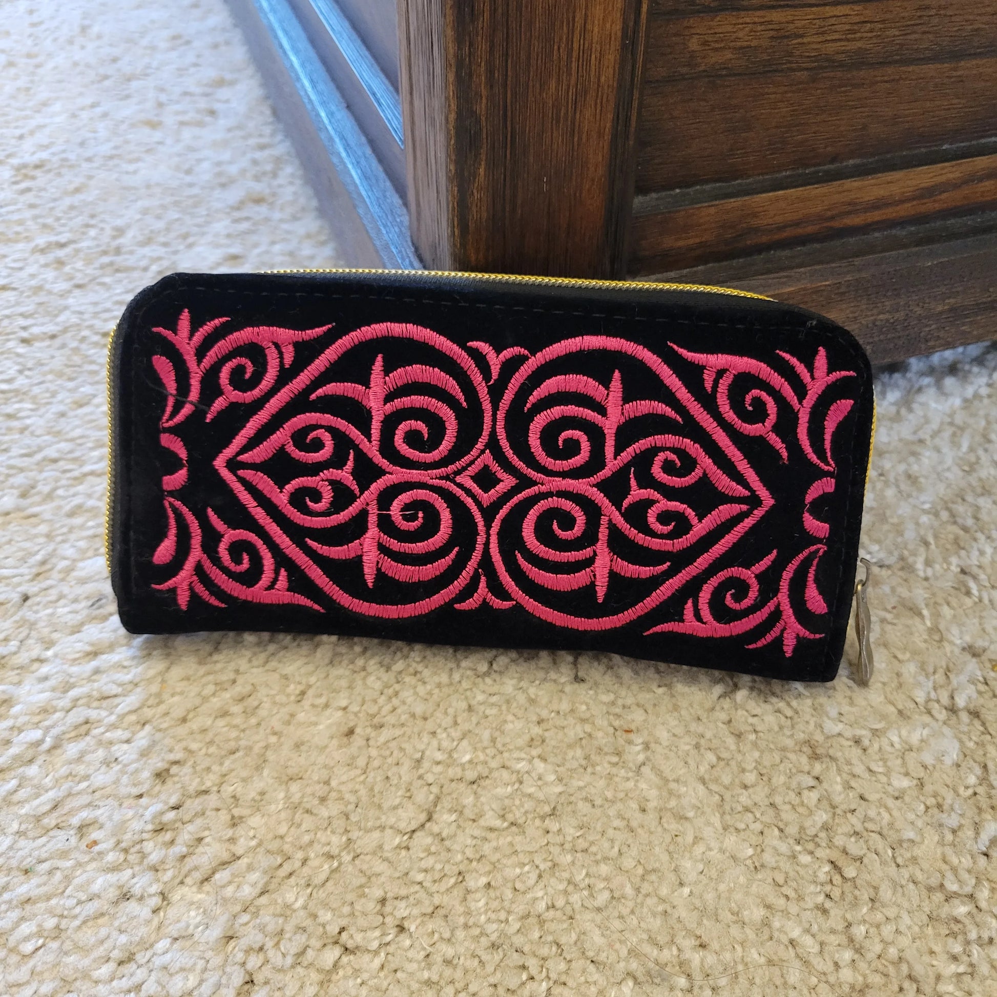 Women'S Wallet Ethnic Embroidery Women Long Wallet High-Capacity Zipper Wallet Canvas Purses Clutch Bags Female Bag