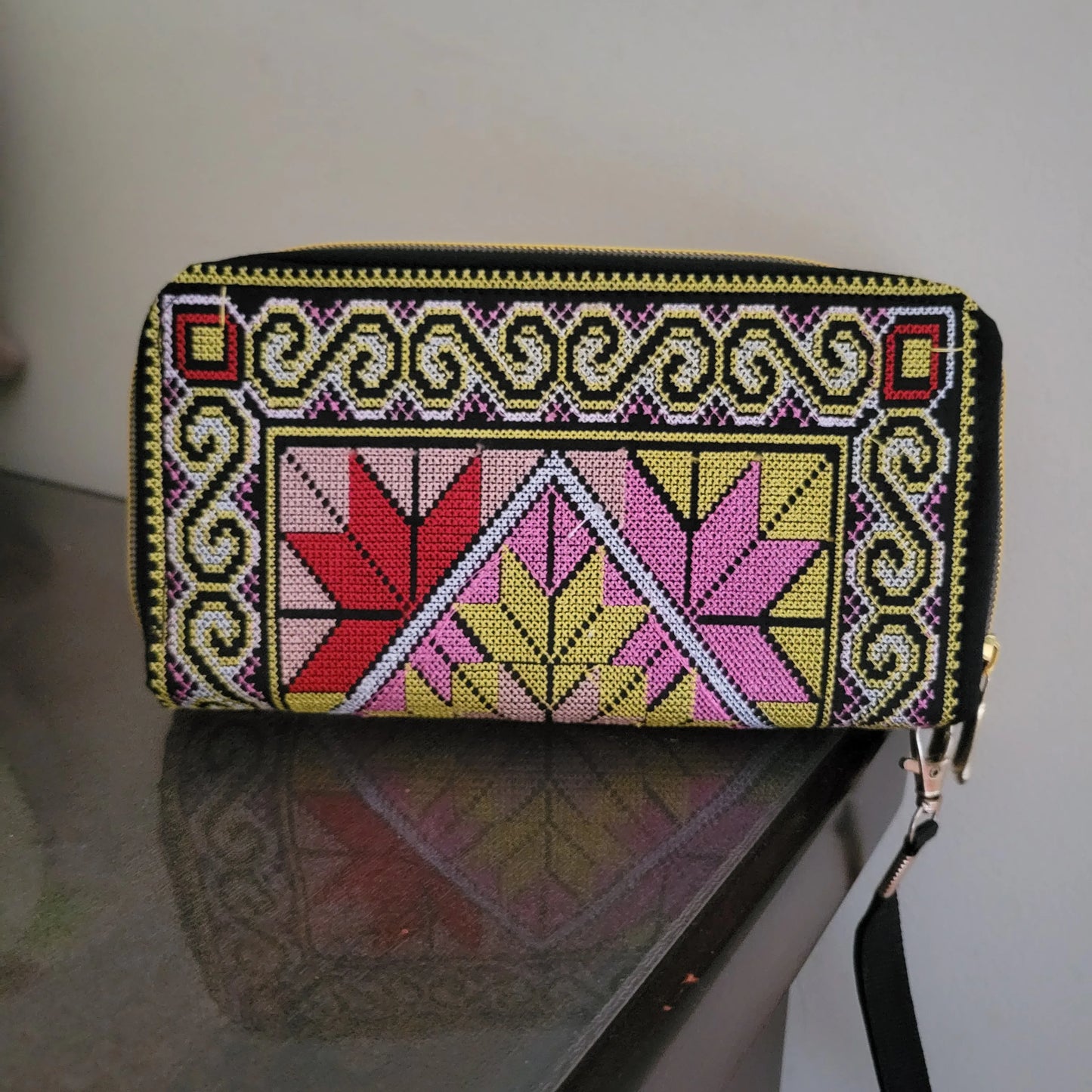Women'S Wallet Ethnic Embroidery Women Long Wallet High-Capacity Zipper Wallet Canvas Purses Clutch Bags Female Bag