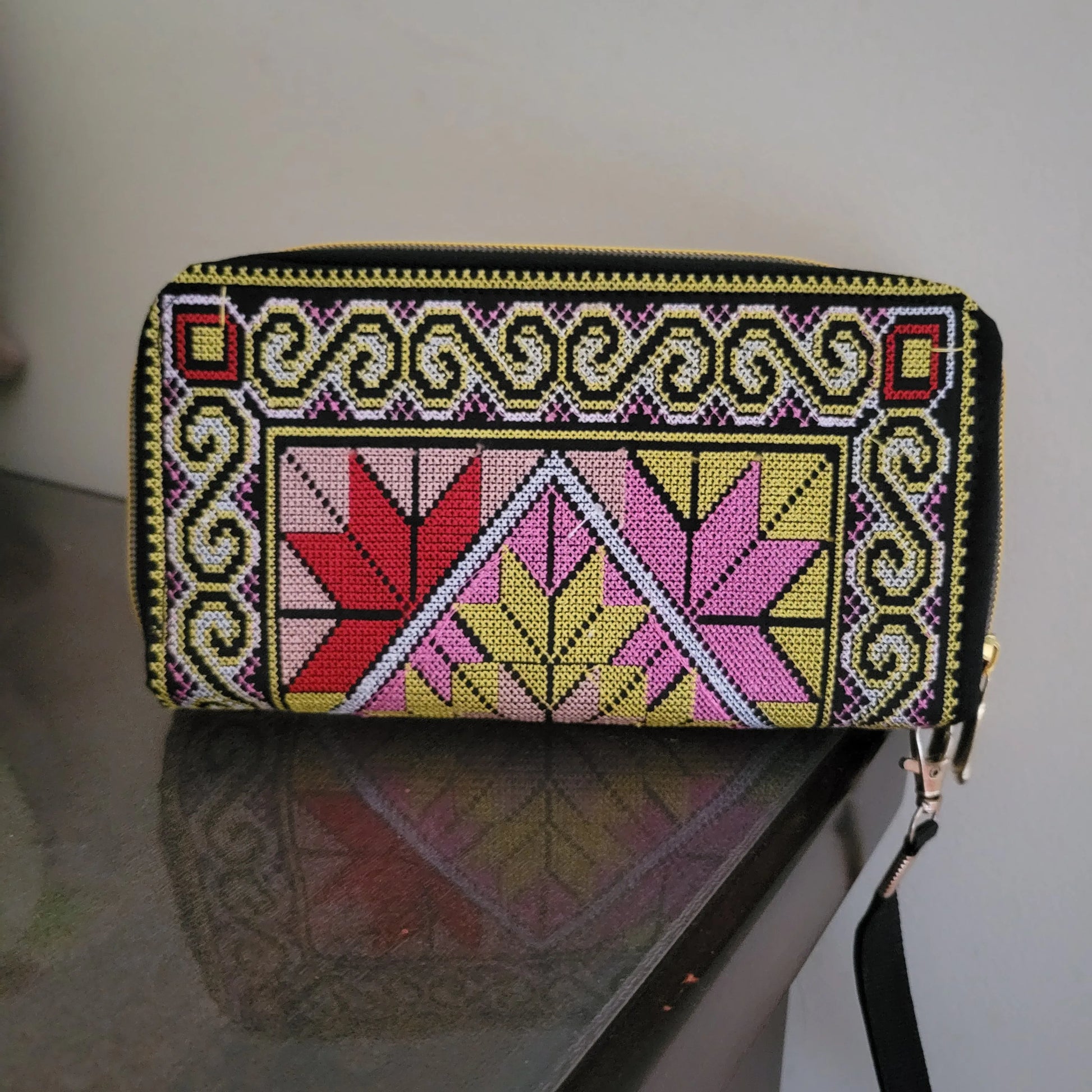 Women'S Wallet Ethnic Embroidery Women Long Wallet High-Capacity Zipper Wallet Canvas Purses Clutch Bags Female Bag