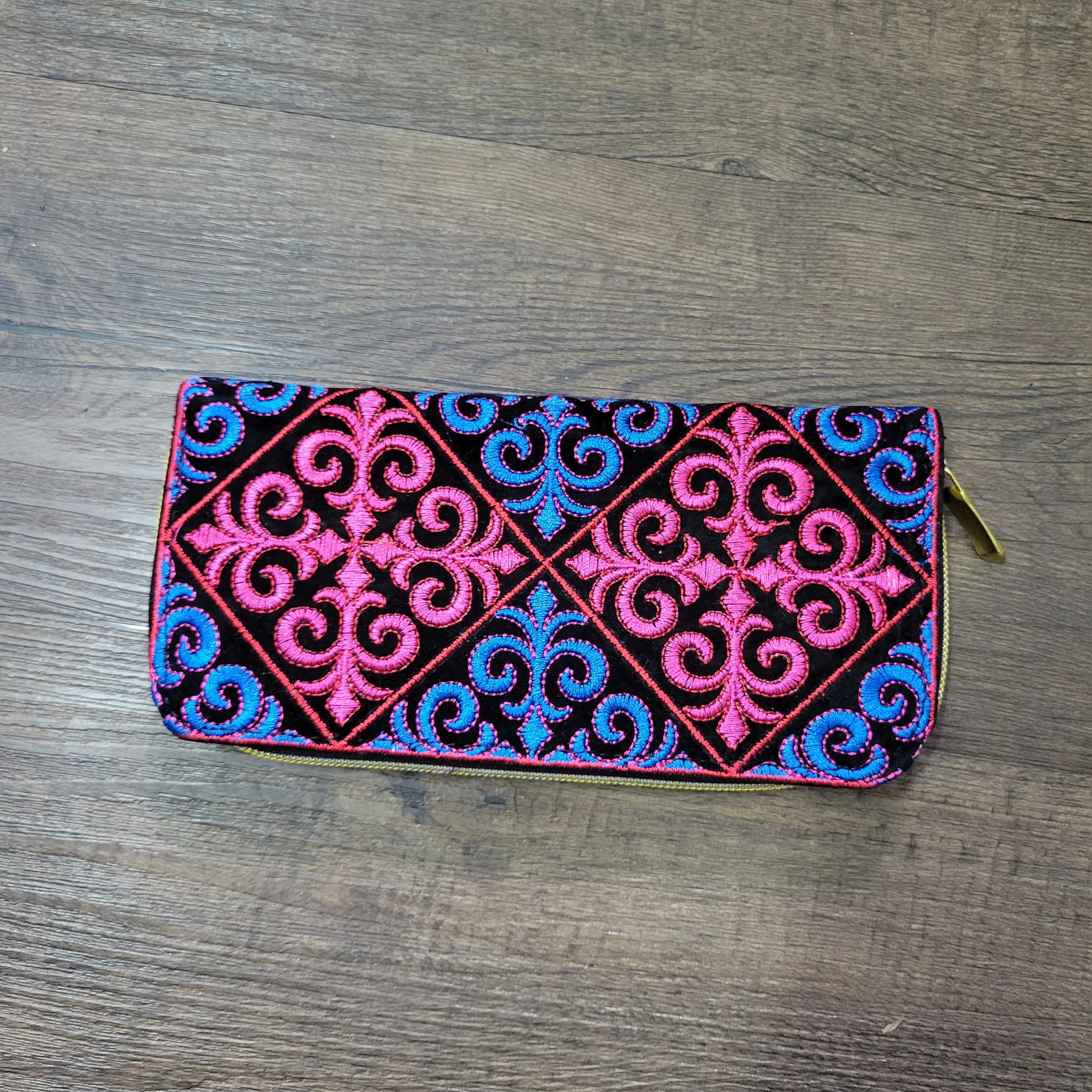 Women'S Wallet Ethnic Embroidery Women Long Wallet High-Capacity Zipper Wallet Canvas Purses Clutch Bags Female Bag