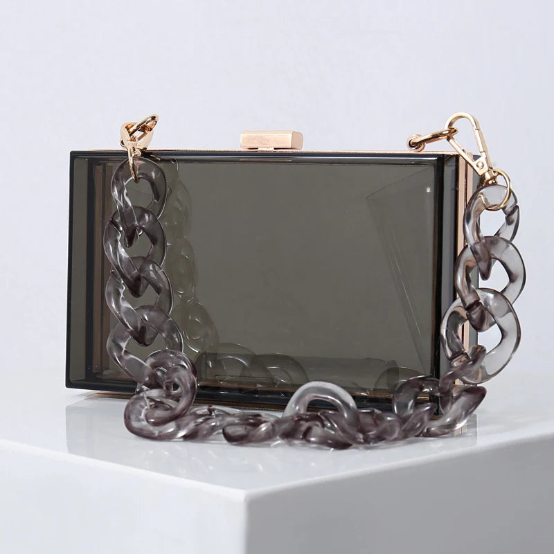 Transparent Bag for Women Diamond Clutch Jelly Acrylic Clear Purses and Handbag Shoulder Crossbody Bags 2025 New Fashion Female