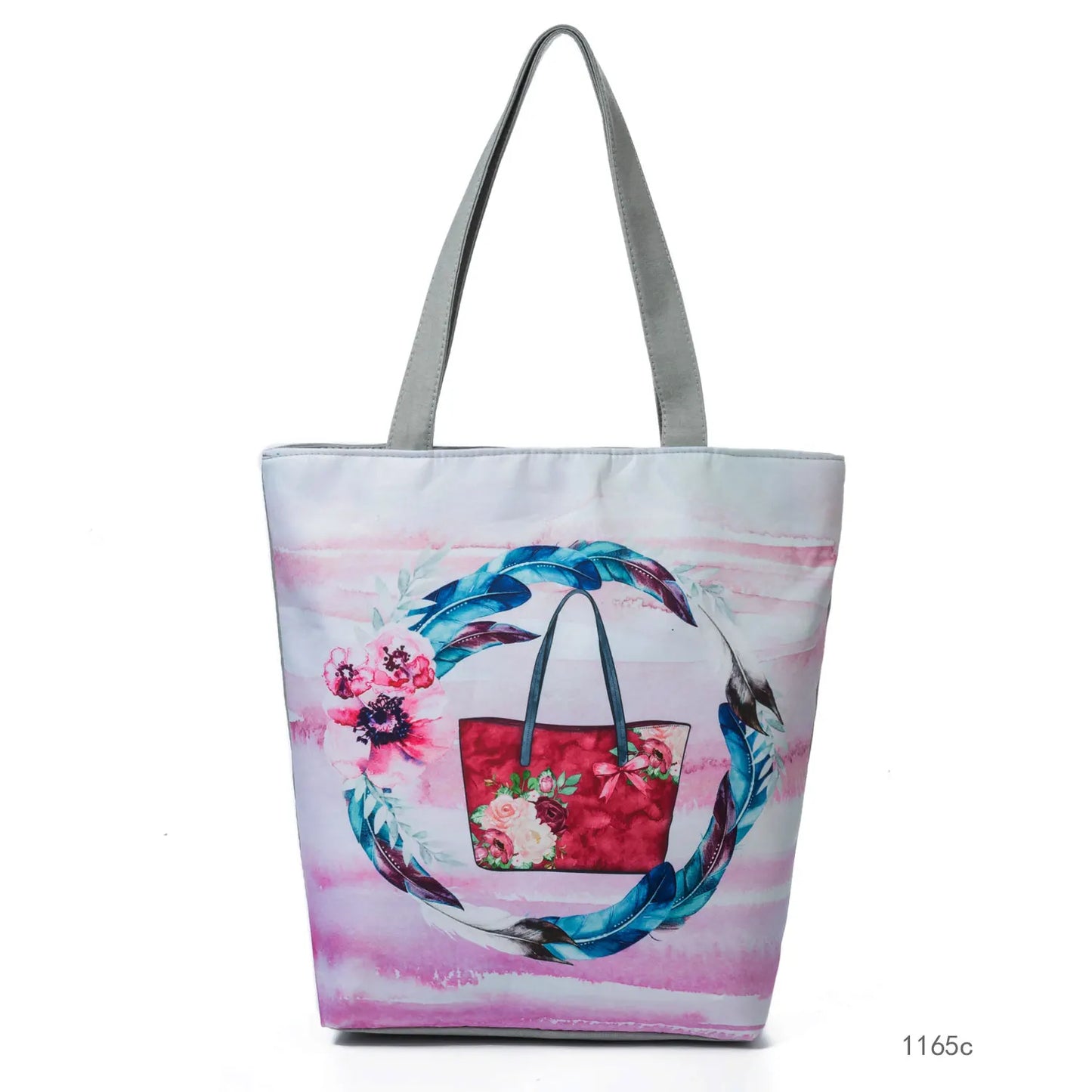 Floral and Owl Printed Women'S Casual Tote Female Daily Use Female Shopping Bag Ladies Single Shoulder Handbag Simple Beach Bag
