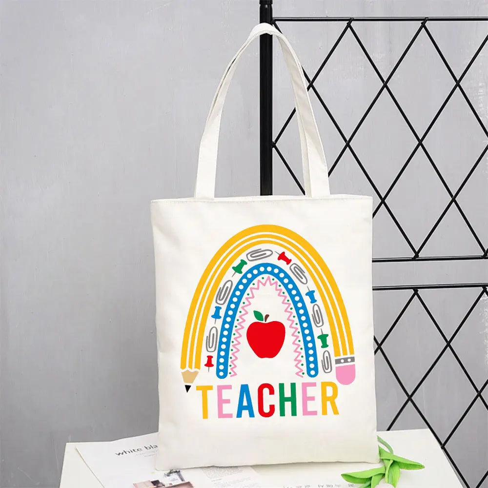 Teacher Love Inspire Women Shopper Shopping Bag Canvas Shoulder Bag Female Handbags Reusable Foldable Storage Tote Bag Best Gift