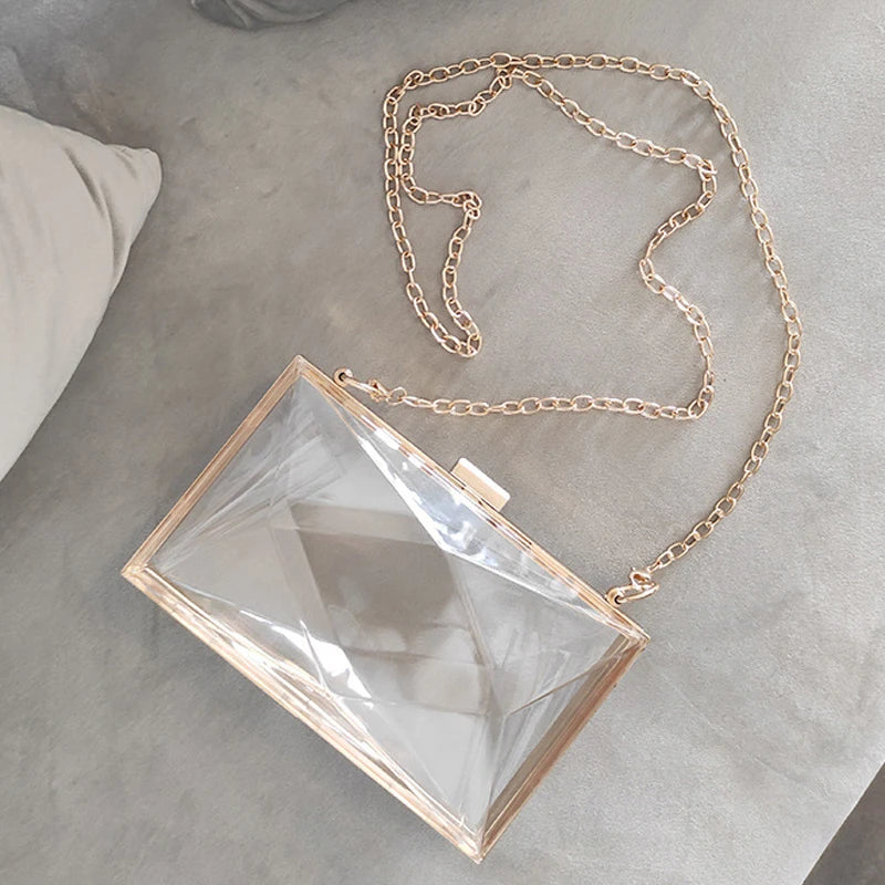Transparent Bag for Women Diamond Clutch Jelly Acrylic Clear Purses and Handbag Shoulder Crossbody Bags 2025 New Fashion Female
