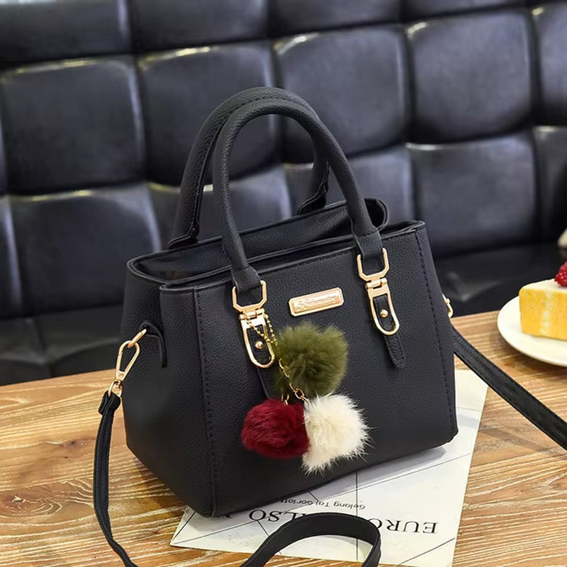 Women Beading Pendant Handbag Ladies Embossed Shoulder Bag Ladies Messenger Bag Hairball Bags High Quality Bag