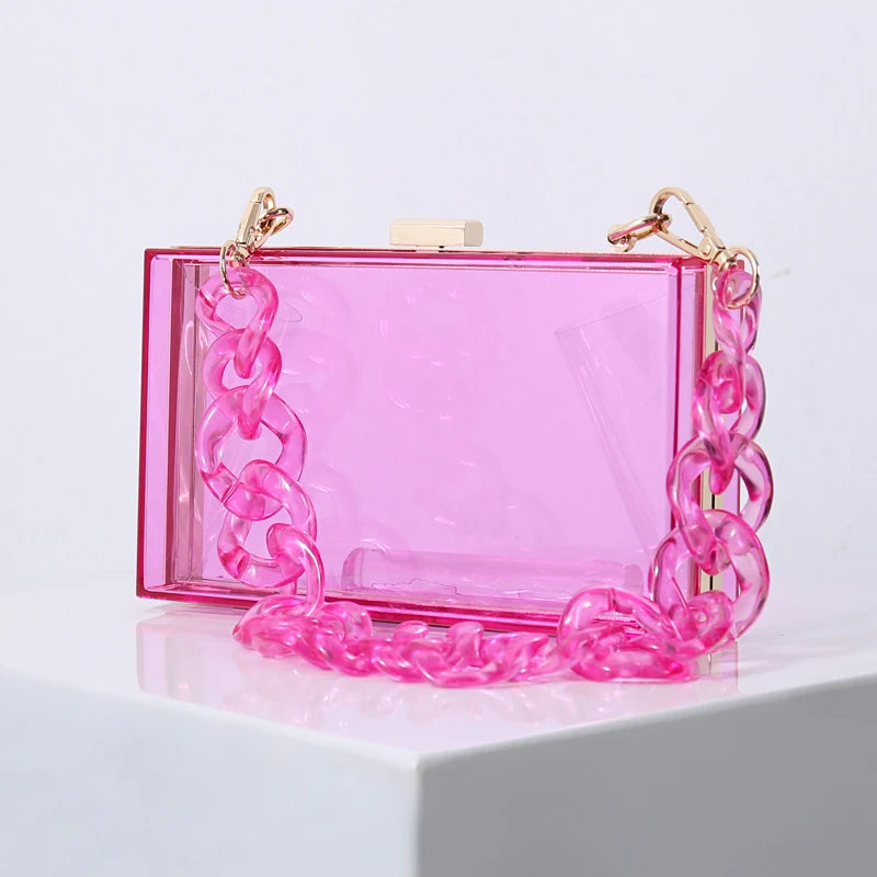 Transparent Bag for Women Diamond Clutch Jelly Acrylic Clear Purses and Handbag Shoulder Crossbody Bags 2025 New Fashion Female
