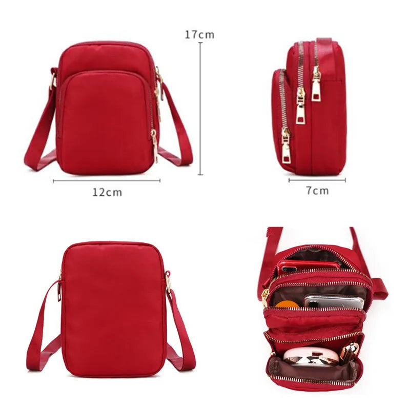 Women'S Bag Waterproof Shoulder Bag Crossbody Zipper Mobile Phone Lady Female Multifunction Handbag Wrist Purse Womens' Pouch