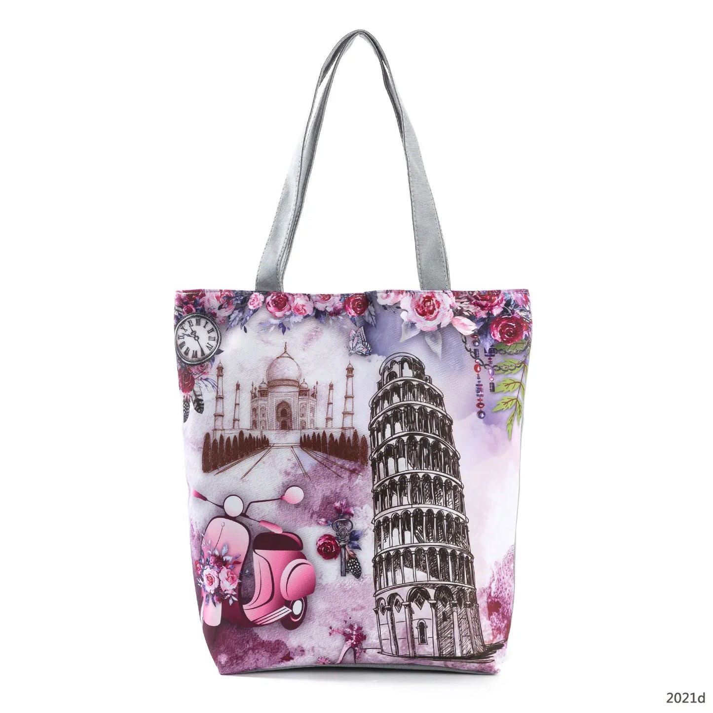 Floral and Owl Printed Women'S Casual Tote Female Daily Use Female Shopping Bag Ladies Single Shoulder Handbag Simple Beach Bag