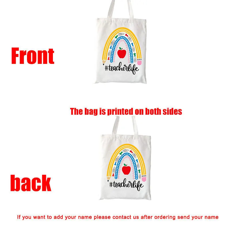 Teacher Love Inspire Women Shopper Shopping Bag Canvas Shoulder Bag Female Handbags Reusable Foldable Storage Tote Bag Best Gift