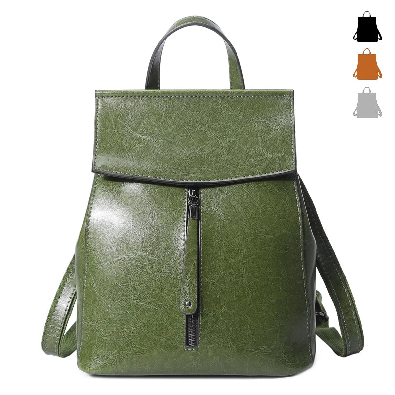 Genuine Leather Women Vintage Backpack Greased Cow Split Female Shoulder Bag Ladies Back Pack Travel Bags for Teenage Girls