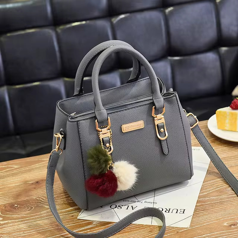 Women Beading Pendant Handbag Ladies Embossed Shoulder Bag Ladies Messenger Bag Hairball Bags High Quality Bag