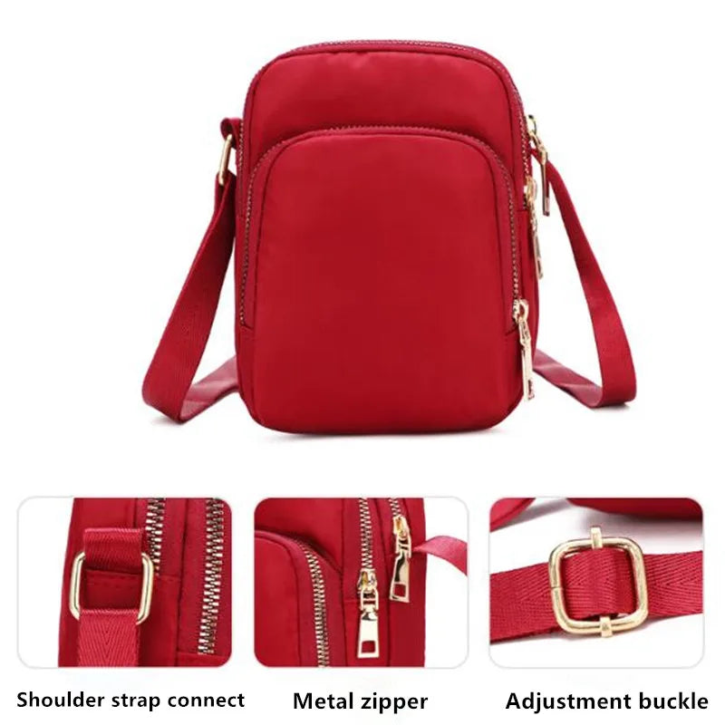 Women'S Bag Waterproof Shoulder Bag Crossbody Zipper Mobile Phone Lady Female Multifunction Handbag Wrist Purse Womens' Pouch