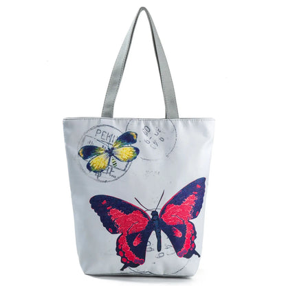 Floral and Owl Printed Women'S Casual Tote Female Daily Use Female Shopping Bag Ladies Single Shoulder Handbag Simple Beach Bag