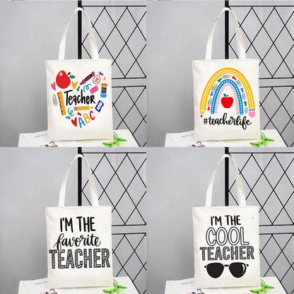 Teacher Love Inspire Women Shopper Shopping Bag Canvas Shoulder Bag Female Handbags Reusable Foldable Storage Tote Bag Best Gift