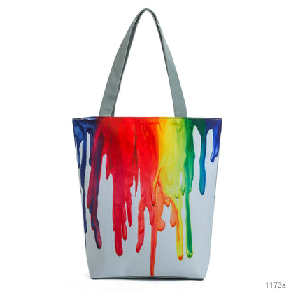 Floral and Owl Printed Women'S Casual Tote Female Daily Use Female Shopping Bag Ladies Single Shoulder Handbag Simple Beach Bag