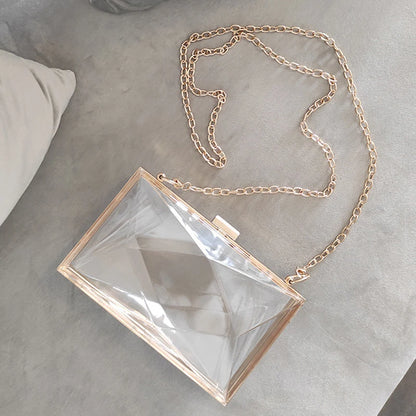 Transparent Bag for Women Diamond Clutch Jelly Acrylic Clear Purses and Handbag Shoulder Crossbody Bags 2025 New Fashion Female