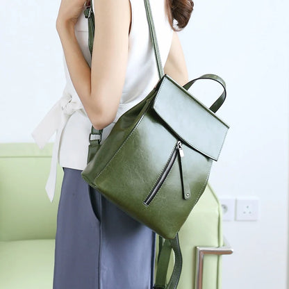 Genuine Leather Women Vintage Backpack Greased Cow Split Female Shoulder Bag Ladies Back Pack Travel Bags for Teenage Girls