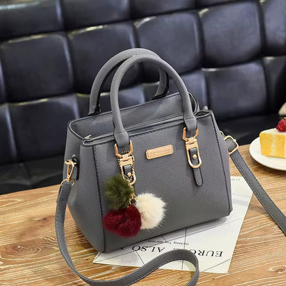 Women Beading Pendant Handbag Ladies Embossed Shoulder Bag Ladies Messenger Bag Hairball Bags High Quality Bag